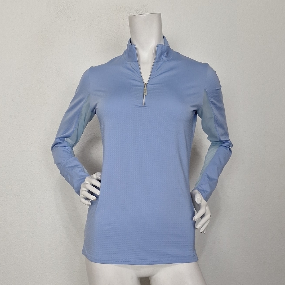 Bette & Court Blue Mesh Outdoor Sporty Performance Quarter Zip Jacket Size S